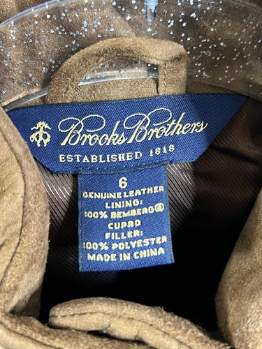 Brooks Brothers Wildlederjacke Damen 6 braun hellbraun Leder klassisch Motorrad Bomber Mantel - Bild 8 von 17