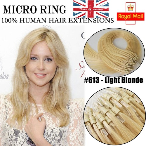14 Zoll-24 Zoll 1g 7A* doppelt gezeichnet indischer Remy Loop Micro Ring Echthaarverlängerungen UK - Bild 78 von 165