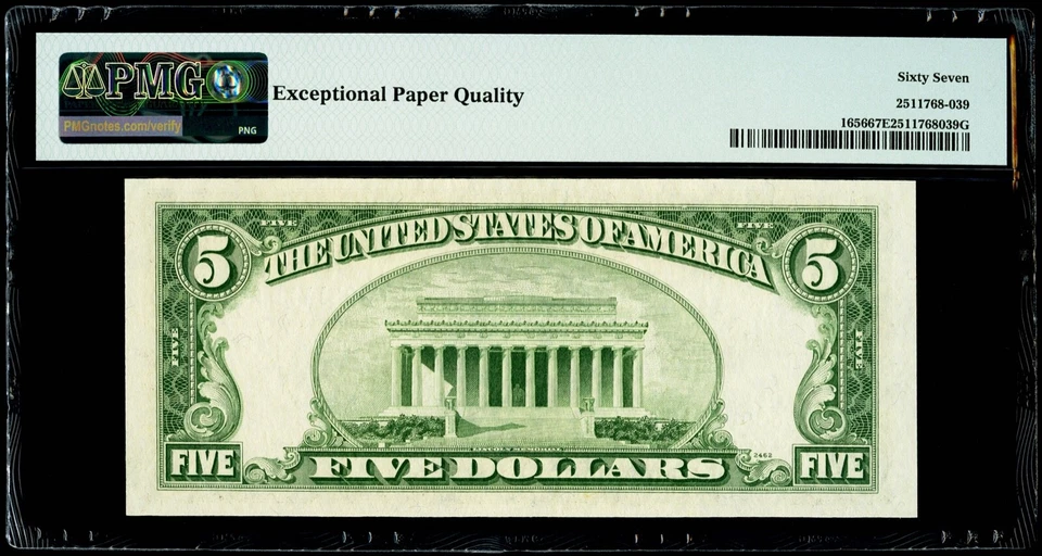 $5 1953A Silver Certificate Fr#1656 (FA Block)PMG 67 EPQ Superb Gem Uncirculated - Image 2 of 3