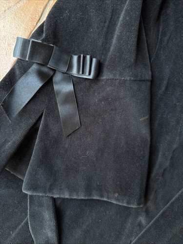Y2K Betsey Johnson Intimates Velour Bows Robe Women's Large Black - Picture 5 of 9