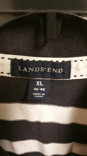 Lands End Men's XL 2 Button Short Sleeve Polo XL - Navy/white Stripe - Picture 3 of 3