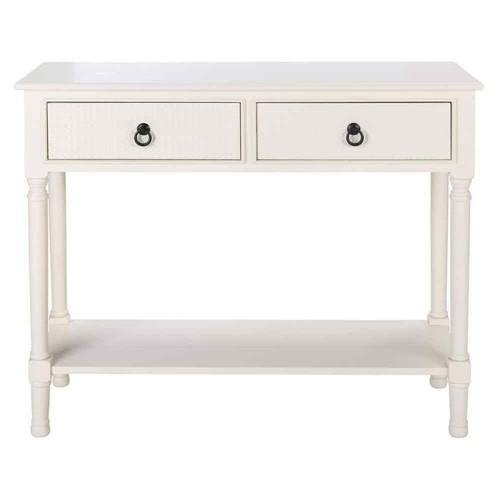 Haines 13 in. White Rectangle Wood Console Table with Drawer