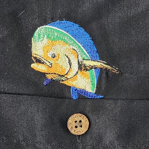 Hook And Tackle Shirt Mens XL Mahi Mahi Mojito Embroidered Casual Black Pocket - Picture 4 of 14