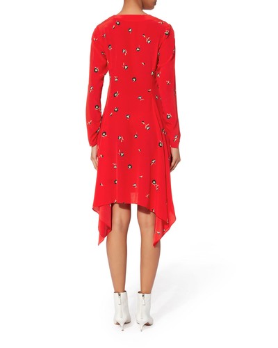 NWT $395 INTERMIX "JOSIE" RED FLORAL SILK HANDKERCHIEF HEM DRESS 6 - Picture 4 of 8