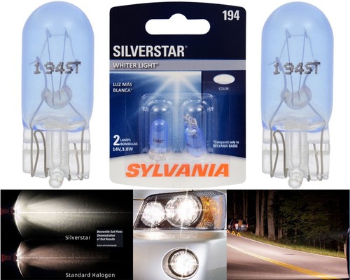 Sylvania Silverstar 194 3.8W Two Bulbs License Plate Light Replacement EO Stock - Picture 1 of 12