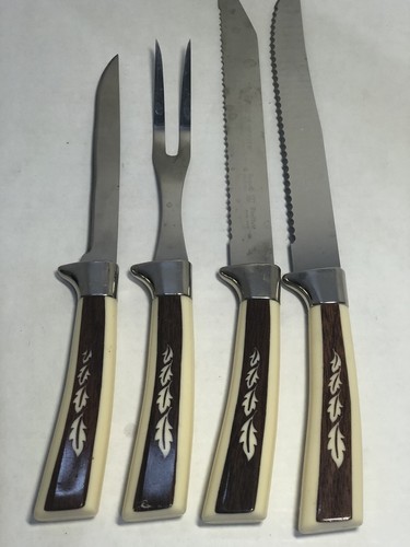 Regent Sheffield Cutlery Knife Set 10 Leaf Mid Century Vintage Woodlyn MCM - Picture 10 of 12