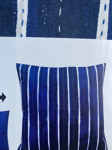 Set of 2 - New IKEA INNEHALLSRIK Cushion cover, handmade Blue / White 20 x 20 " - Picture 4 of 5