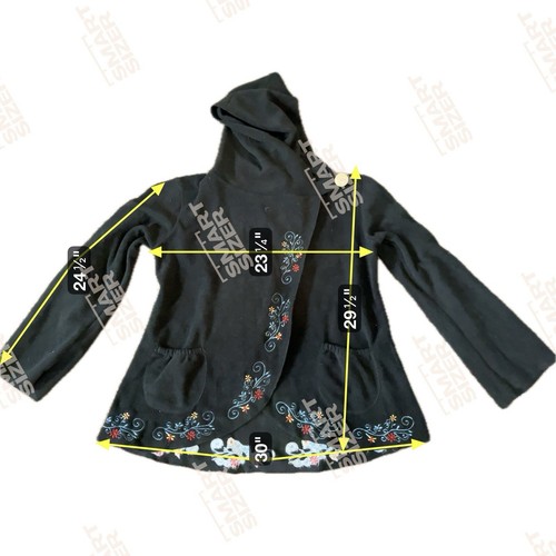 The Greater Good embroidered Black Flowering Vines Fleece Poncho Wrap Jacket XXL - Picture 16 of 16