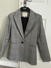 Maje Checked Houndstooth Grey Blazer- Size Uk 6