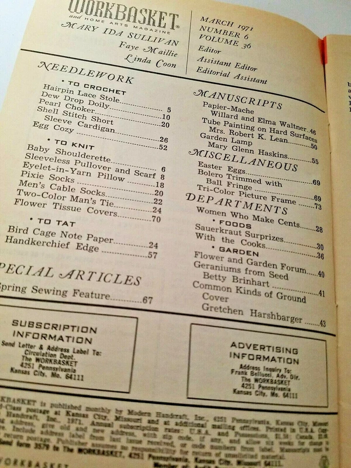 Vintage Workbasket Craft Magazine Mar 1971 Crochet Knit Easter - Image 3 of 4