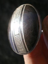 GIANT ANCIENT SILVER EBONY HANDMADE TUAREG RING NIGER 57 cts