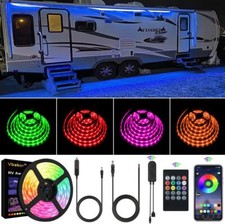 RV Awning Lights Kit, 20FT RGB Dimmable Waterproof 12V Camper Awning Strip Light