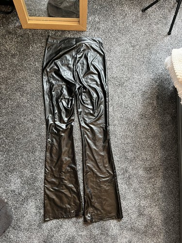 bershka leather spray on wide bottom trouser/leggins UK SIZE S - Picture 6 of 10