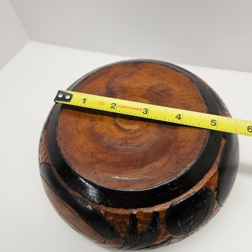 Haitianischer handgeschnitzter runder Gonga Topf aus Holz Made in Haiti Vintage Original - Bild 12 von 12