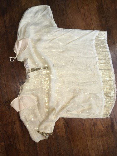 Vintage Rina Z. 100% Silk Blouse Top Gold Sequin Formal Jacket Size S Metallic - Picture 20 of 22