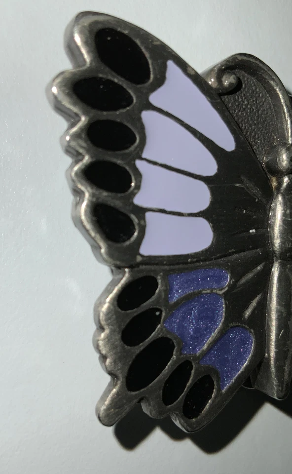 Mujer Hebilla Cinturón Púrpura/Plateado Mariposa Siskiyou Esmaltado Motocicleta Foto 2 de 4