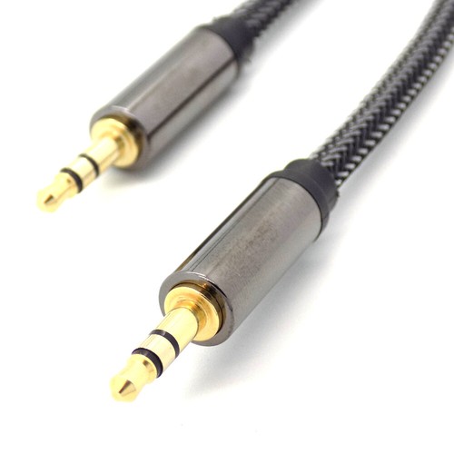 Cable auxiliar de audio trenzado 3,5 mm conector de metal estéreo para iPhone iPod auriculares coche reino unido - Imagen 4 de 12