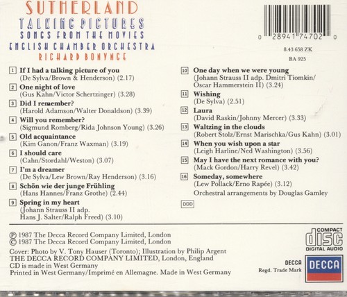 CD de Joan Sutherland - Talking Pictures - Imagen 2 de 2