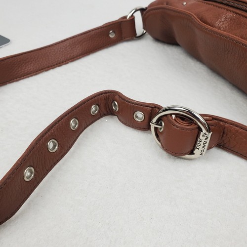STONE MOUNTAIN Caramel Brown Leather Purse Shoulder Bag Handbag Medium Satchel - Picture 9 of 24