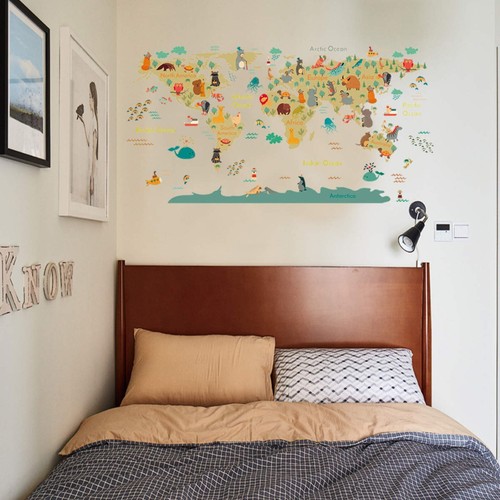 Kids World Map Adhesive Wallpaper Removable Wall Stickers Children Room Decor - Picture 4 of 7
