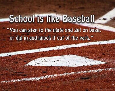 School Classroom Motivational Poster Art Print Baseball Kids Room Boys MVP593