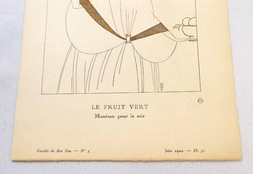 Vintage French 1920 Bon Ton Du Gazette Pochoir Print Edouardo Benito Fruit - Picture 3 of 6