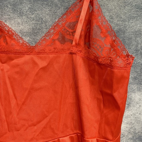 VANITY FAIR 60s Wildfire Red Nylon 36 Full Slip Lace Trim NWT Rockabilly NEW - Picture 11 of 13