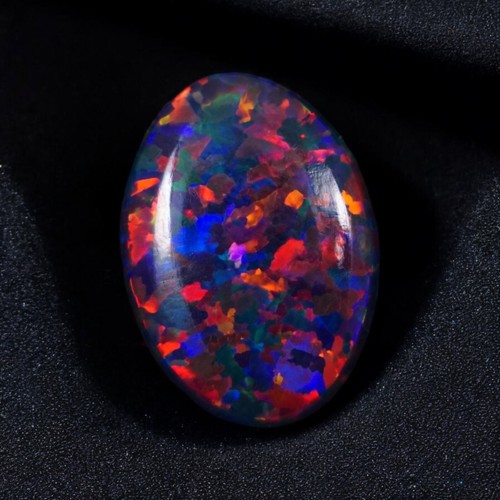 Schwarzer Seidenfeueropal Cabochon 16x12 mm 4,40 kt AAA + australischer loser Edelstein - Bild 3 von 6