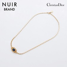 Christian Dior Necklace CD Logo Rhinestones Gold