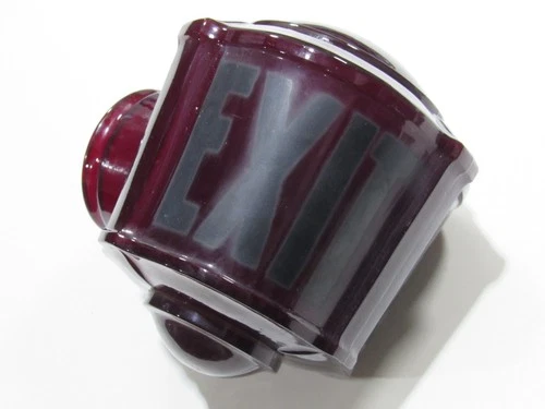 VINTAGE ART DECO RUBY RED GLASS EXIT SIGN MOVIE THEATER RARE MINT OIL ORIGINAL