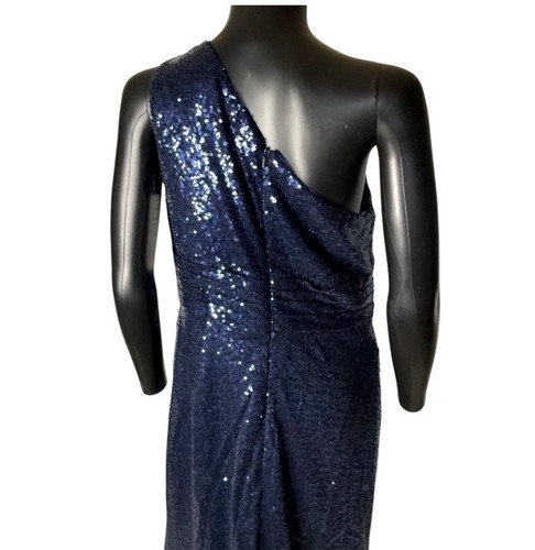 Babaroni Sequins One Shoulder Dress Size 10 Navy Blue  - Picture 3 of 8