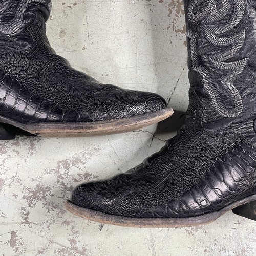 El Dorado handgefertigte Straußenbein Westernstiefel schwarz Herren Größe 9 D Rodeo klassisch - Bild 5 von 18