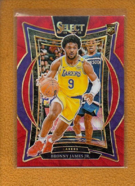 Bronny James Jr. 2024-25 Panini Select Rookie Concourse Red Wave Prizm RC #90