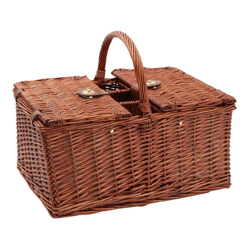 Juvale Wicker Picnic Basket for 4 with Utensils, Glasses, and Insulated Bag - Picture 8 of 10