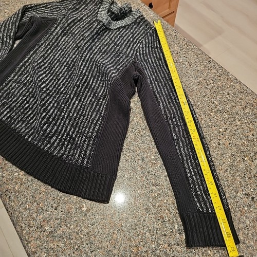 RAG & BONE Jean Gray & Black Herringbone Sweater Paula Pullover Womens M Cotton - Picture 5 of 13