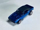 Restored Hot Wheels Redline - 1968 - Custom Camaro - Blue w/Black Roof