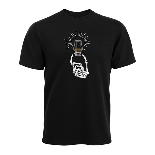 Camiseta de algodón para hombre Whisky Skeleton Hand - Imagen 1 de 14