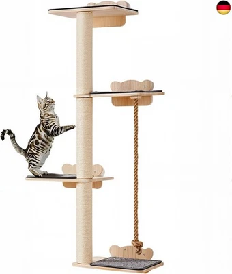 VEVOR Cat Tree 125 cm, 4-Tier Cat Shelf Tree, Cat Wall Furniture Set with 4