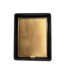 Vintage Black and Gold Makeup Compact with Mirror and Powder Puff Pocket Mirror