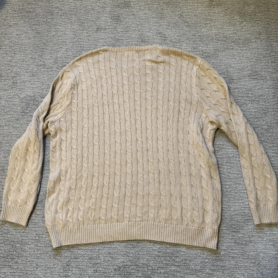 Polo Ralph Lauren Suéter Tejido con Cable Cuello Redondo Algodón Grande y Alto Clásico Camel 4XLT Foto 3 de 4