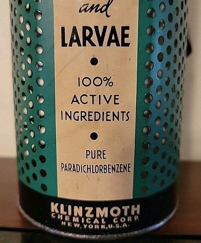 Vintage 1940er Klinzmoth Junior Verdampfer "Kills Moth & Larven" Dose 7"x 3" - Bild 4 von 14