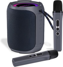 Karaoke Machine Portable Bluetooth Speaker with 2 Dual Microphone Karaoke IPX...