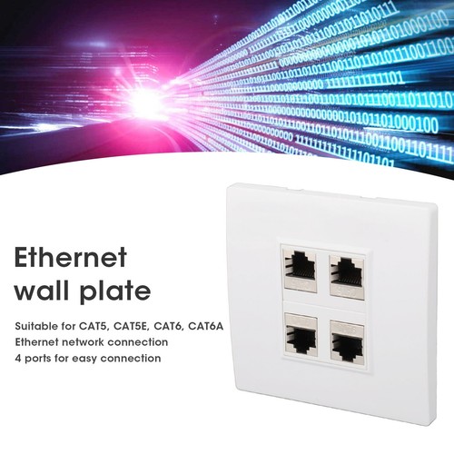 Cat 6 Ethernet Wall Plate 4 Port Female To Female Avoid Clutter Internet Wall CB - Afbeelding 14 van 22