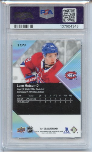 2024 UD Allure #139 Lane Hutson RC PSA 9 MINT - Foto 2 di 2