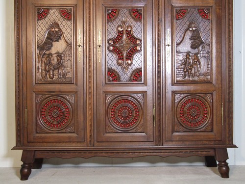 EF 1614 Bretonischer 3-türig Schrank  Kastanie Topqualität  Bretagne um  1950 - Bild 9 von 24