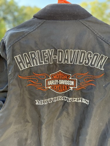 Vintage Y2K Harley Davidson Mesh Biker Jacket Large Sleeve Spellout Logo - Picture 4 of 22