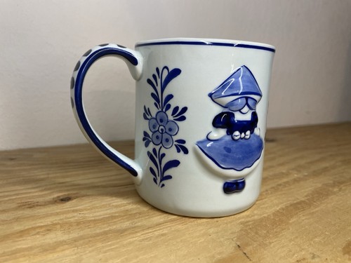 Delft Blue Dutch Girl Mug Delfts Blauw 536 Holland Handpainted Embossed - Picture 2 of 10