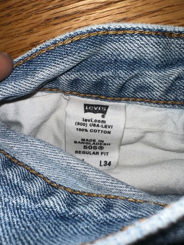 Levi's 505 Jeans Men 34x34 Blue Regular Fit Straight Leg Medium Wash Denim Pants - Bild 7 von 8