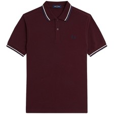 Fred Perry Twin Tipped Mens Cotton Short Sleeve Polo Shirt in Oxblood Size XL