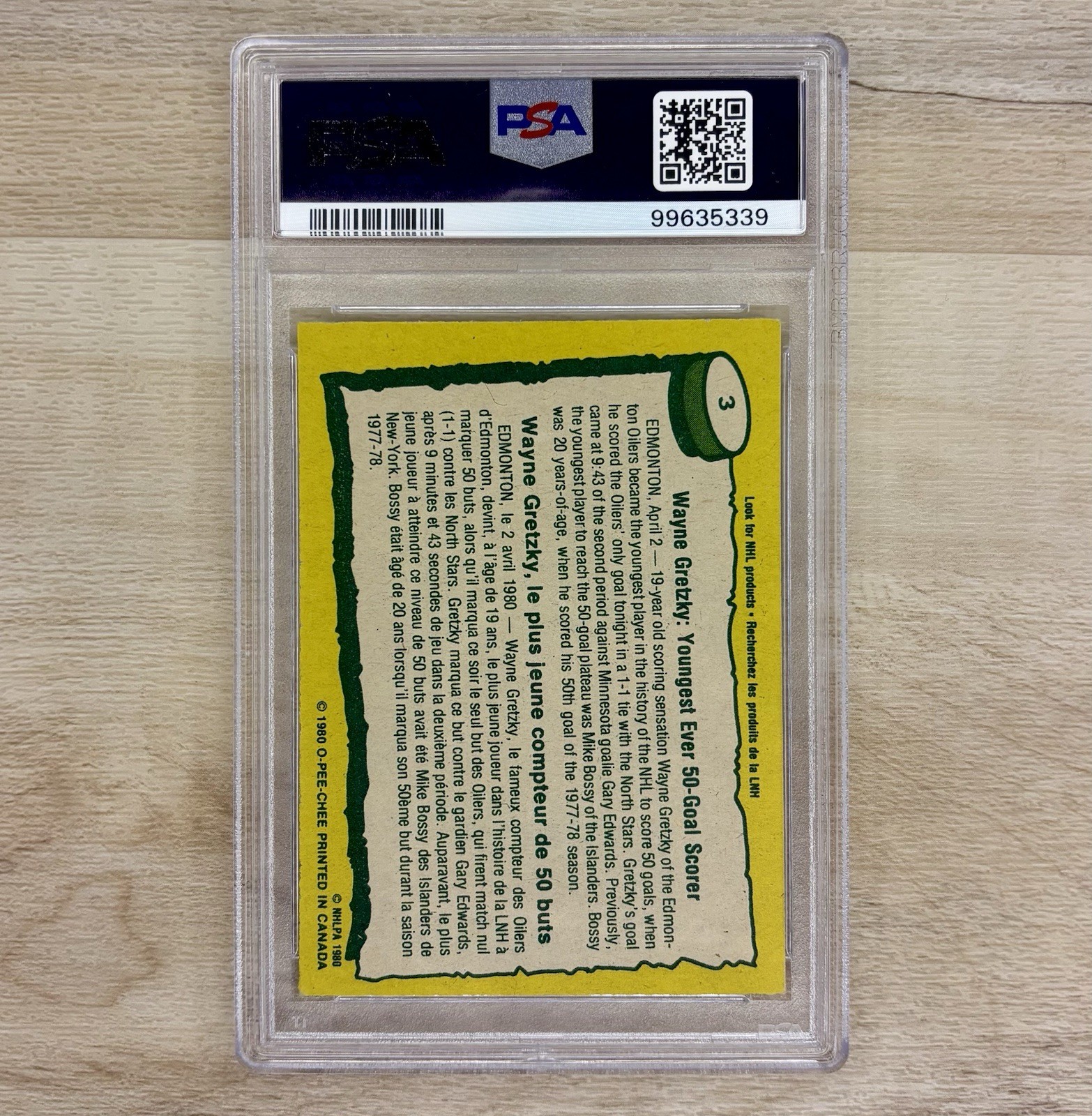 1980-81 OPC O PEE CHEE #3 WAYNE GRETZKY HOF Record Breaker PSA 8 oc OILERS Card view 2